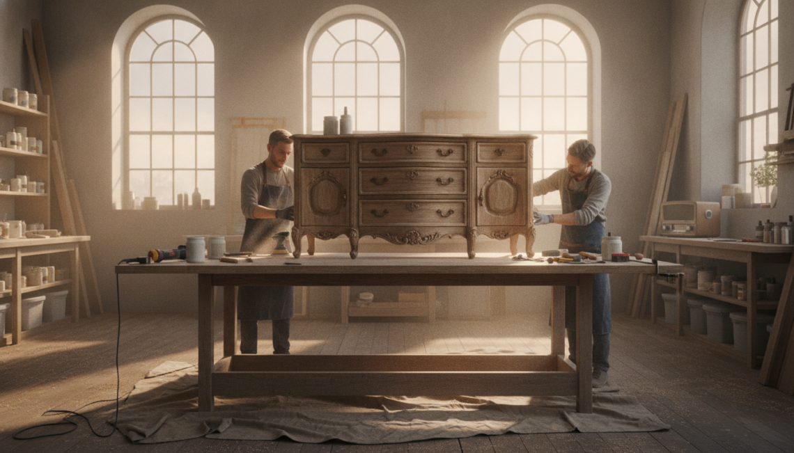 apprenez à customiser une commode vintage en lui ajoutant des poignées originales et du papier décoratif pour un meuble unique et personnalisé.
