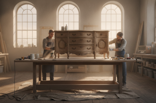 apprenez à customiser une commode vintage en lui ajoutant des poignées originales et du papier décoratif pour un meuble unique et personnalisé.