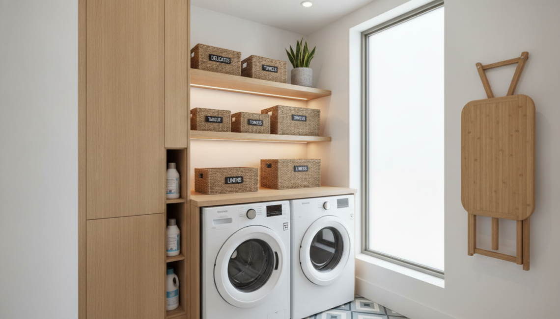 découvrez comment organiser une buanderie fonctionnelle même dans un espace réduit grâce à des astuces pratiques et un aménagement optimisé.